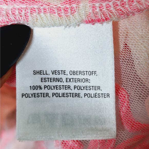 Anthropologie Meadow Rue Top Cherry Blossom Mesh Sheer Medium Barbie Core Pink - Picture 5 of 9